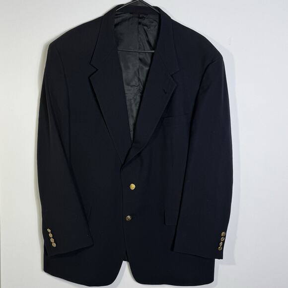 VTG Hart Schaffner Marx 48R Navy Blazer Gold Buttons Micron 2000 Wool Sport Coat - Picture 3 of 14